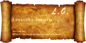 Leviczki Ompoly névjegykártya